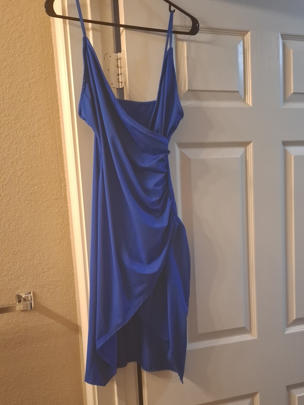Royal Blue Draped High-Low Slip Dress